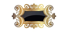 金色花紋邊框png元素