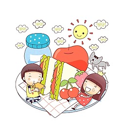 卡通水果蛋糕png元素