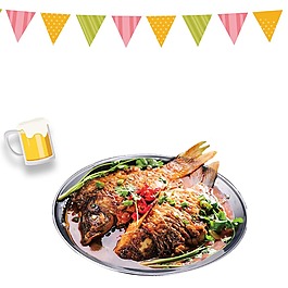 烤鱼餐饮实物素材
