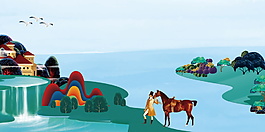 水墨房地產(chǎn)海報背景設計