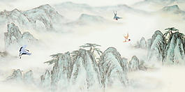 古風(fēng)彩繪山河風(fēng)景背景設(shè)計(jì)