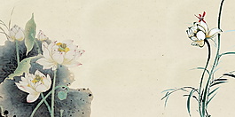 中國風(fēng)彩繪荷花主題背景設(shè)計(jì)