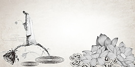古風(fēng)水墨荷塘背景設(shè)計(jì)