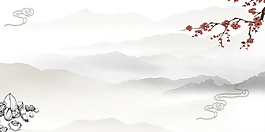 創(chuàng)意古風(fēng)花枝祥云背景設(shè)計(jì)