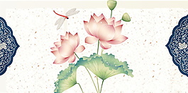中國(guó)風(fēng)彩繪荷花背景設(shè)計(jì)
