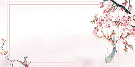 清新粉色花枝背景設(shè)計