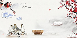 中國(guó)風(fēng)古典花枝背景設(shè)計(jì)