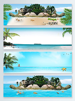 椰子樹大海島嶼電商banner背景