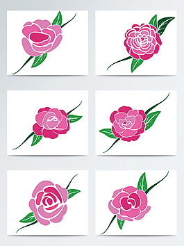 粉色薔薇花矢量素材
