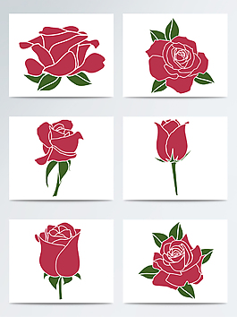 扁平化薔薇花素材