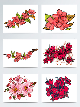 唯美浪漫手繪桃花櫻花插畫