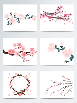 古風(fēng)手繪櫻花桃花插畫