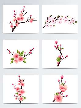 矢量唯美樱花桃花素材