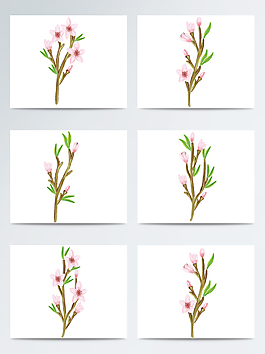 清新水彩桃花素材
