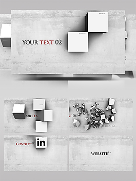 白色三維盒子的滾動組合展示AE模板