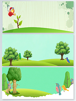 植樹節(jié)綠色卡通海報(bào)banner背景