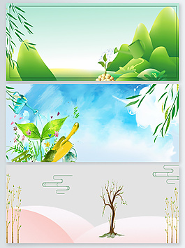 春季春天植樹(shù)節(jié)清新綠色卡通banner