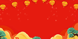 紅色手繪卡通元宵節(jié)背景