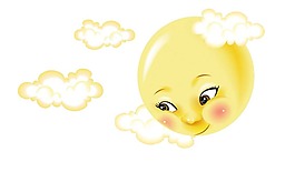 卡通黃色太陽白云png元素