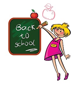 卡通上学写字女孩png元素