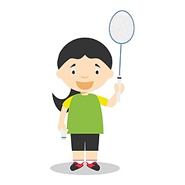 卡通羽毛球運(yùn)動(dòng)員png元素