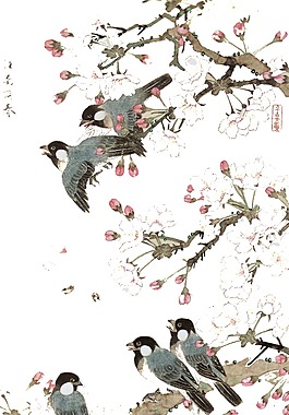 江南滿春水墨花鳥(niǎo)桃花