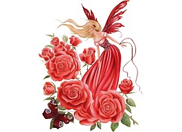 紅色玫瑰仙女png元素