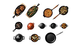 各種鍋具美食png元素