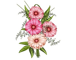 粉色黃色薔薇花png元素