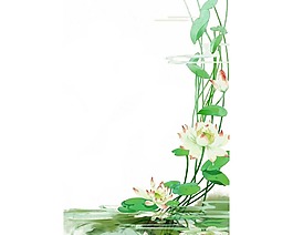 清新綠色荷葉白色蓮花png元素