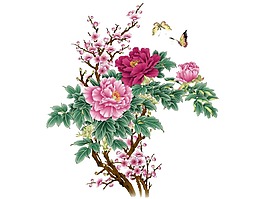 中國風牡丹蝴蝶png元素