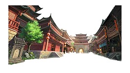 古代街道城门png元素