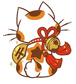 卡通招财猫背影png元素