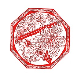 紅色中國風牡丹花年畫png元素