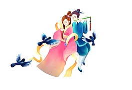 喜鵲牛郎織女png元素