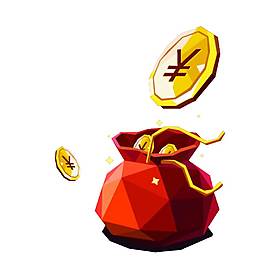 紅色福袋金幣png元素