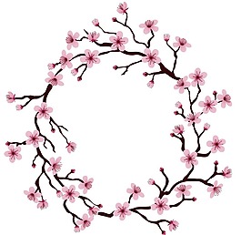 彩繪桃花花環(huán)png元素