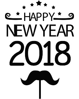 黑色2018新年快樂(lè)png元素