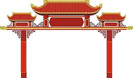 紅色古代建筑宮殿png元素
