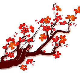 手繪扁平梅花png元素