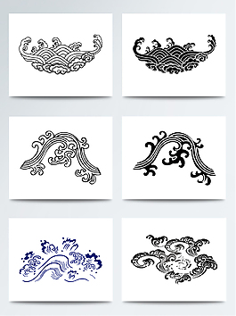 創(chuàng)意的中國風(fēng)浪花花紋元素素材