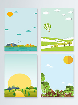 矢量夏季風(fēng)景海邊草地陽光背景