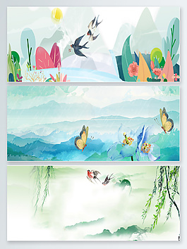 清新春天banner背景圖