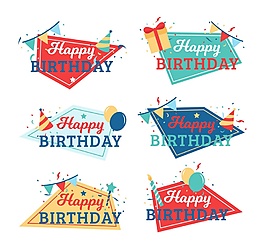 9款抽象生日快樂標簽矢量素材