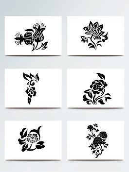 黑色鮮花矢量素材