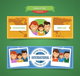 2款可愛國際家庭日人物矢量圖
