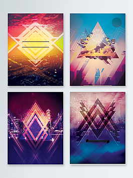 彩色粒子光效款庫海報背景