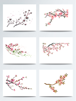 插畫里的驚蟄桃花枝元素素材