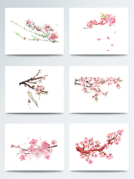 漫畫里的驚蟄桃花枝元素素材