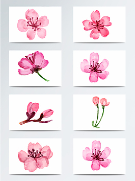 水彩唯美桃花素材